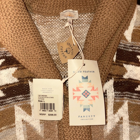 Faherty Tan and Brown Patterned Cardigan - Picture 2 of 2